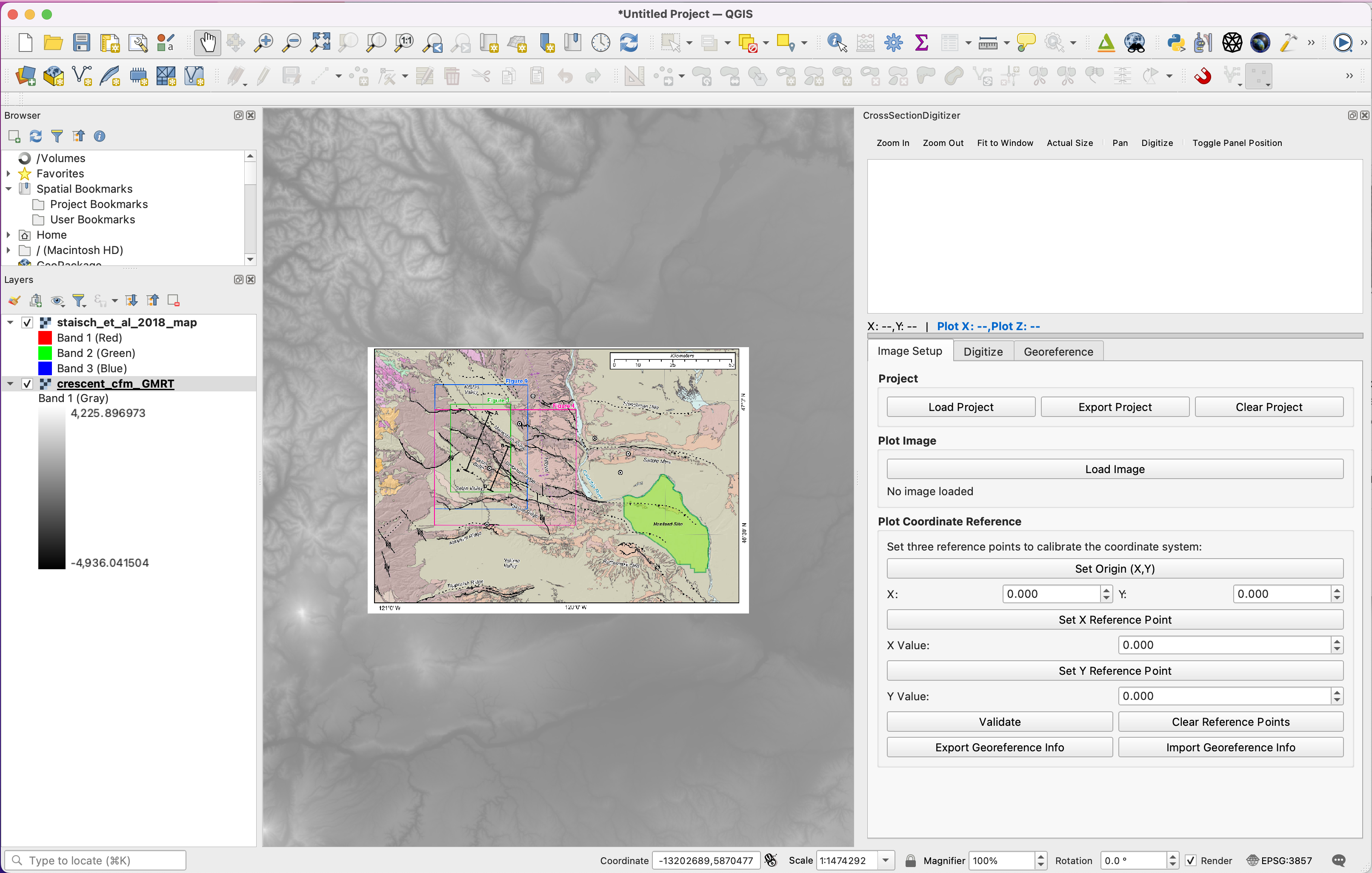 Cross-section digitizer loaded